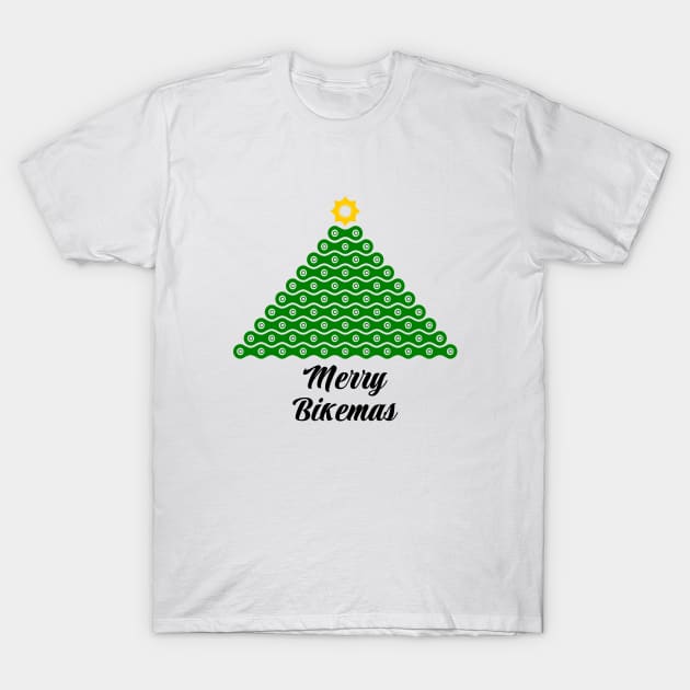 Cycling Christmas Tree (White Background) T-Shirt by p3p3ncil